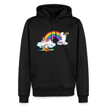 Einhorn beim Kotzen Saufen - Männer Premium Bio Hoodie - Schwarz - Vorne - Nico (187cm)
