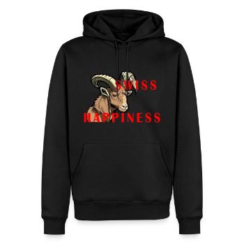 Steinbock Swiss Happiness - Männer Premium Bio Hoodie - Schwarz - Vorne - Nico (187cm)