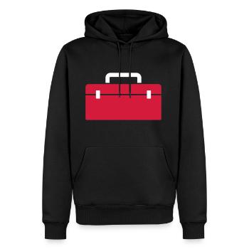 Boîte à outils ou boîte d'attirail - un cadeau - Sweat à capuche Premium bio Homme - noir - Devant - Nico (187cm)