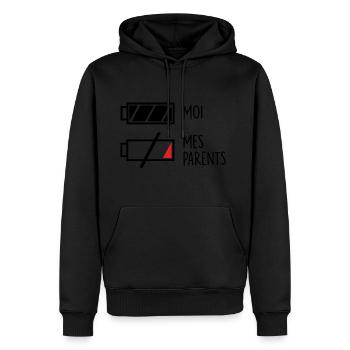 moi, mes parents (piles HS) - Sweat à capuche Premium bio Homme - noir - Devant - Nico (187cm)