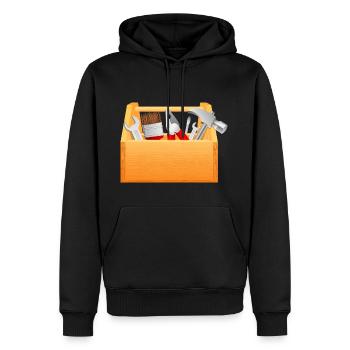 Pince marteau boîte à outils boîte à outils à vis traction - Sweat à capuche Premium bio Homme - noir - Devant - Nico (187cm)