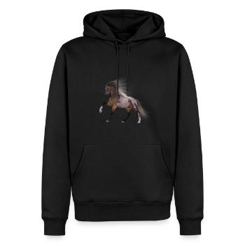 idée cadeau cheval - Sweat à capuche Premium bio Homme - noir - Devant - Nico (187cm)