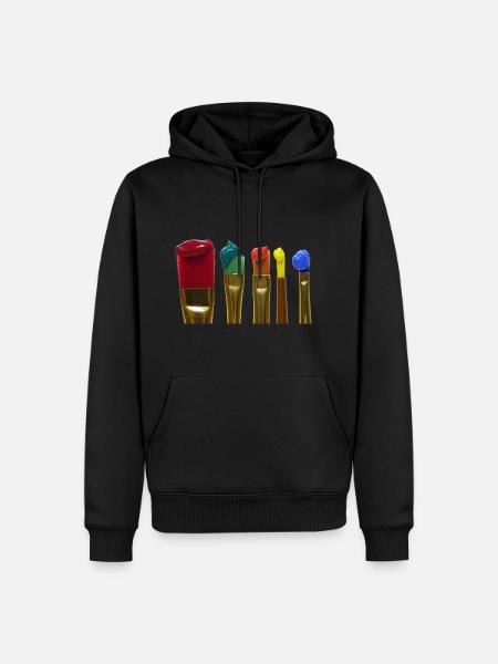 farbige Pinsel - Männer Premium Bio Hoodie - Schwarz