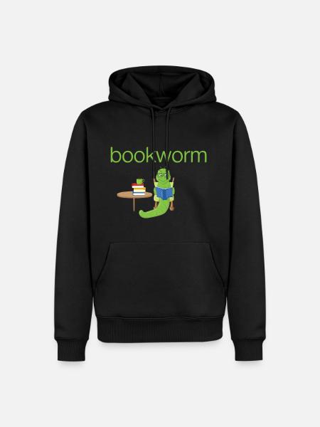 Bookworm, Bücherwurm.Geschenk,lesen,Leseratte - Männer Premium Bio Hoodie - Schwarz