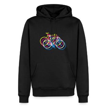 Bunte Fahrräder Geschenk Rennrad Rennradfahrer - Männer Premium Bio Hoodie - Schwarz - Vorne - Nico (187cm)