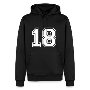18 - AMERICAN FOOTBALL - Trikot Shirt Motiv - Männer Premium Bio Hoodie - Schwarz - Vorne - Nico (187cm)