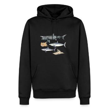 Requins - Requins - Requins - Sweat à capuche Premium bio Homme - noir - Devant - Nico (187cm)