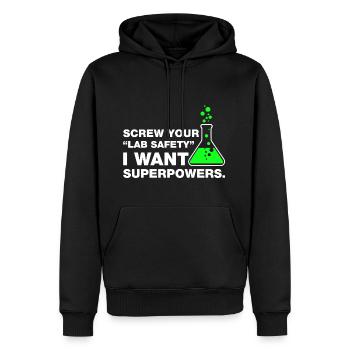 T-shirt drôle d'humour de science de sûreté de laboratoire de laboratoire - Sweat à capuche Premium bio Homme - noir - Devant - Nico (187cm)