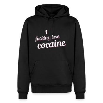 fucking love cocaine Geschenk Kokain Drogen Party - Männer Premium Bio Hoodie - Schwarz - Vorne - Nico (187cm)