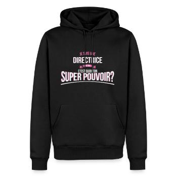 Directrice super pouvoir cadeau - Sweat à capuche Premium bio Homme - noir - Devant - Nico (187cm)