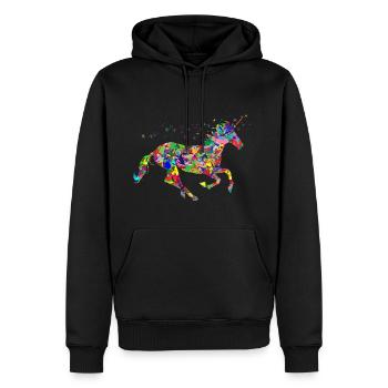 Einhorn,Tier, - Männer Premium Bio Hoodie - Schwarz - Vorne - Nico (187cm)