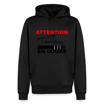 Sevrage tabagique - Sweat à capuche Premium bio Homme - noir - Devant - Nico (187cm)