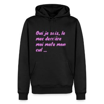 Blague - Sweat à capuche Premium bio Homme - noir - Devant - Nico (187cm)