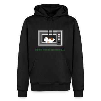 Benutze Hamster mit Mikrowelle - Männer Premium Bio Hoodie - Schwarz - Vorne - Nico (187cm)
