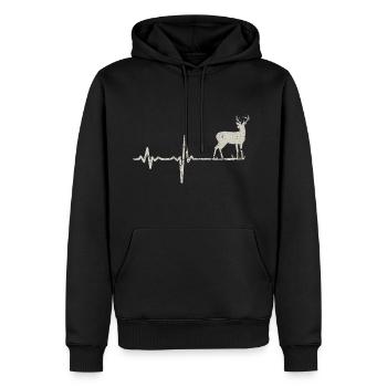 Gift heartbeat deer - Men’s Premium Organic Hoodie - black - Front - Nico (187cm)