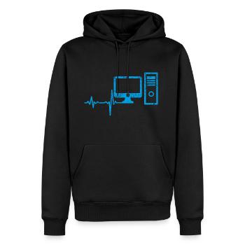 Cadeau Heartbeat Ordinateur PC - Sweat à capuche Premium bio Homme - noir - Devant - Nico (187cm)