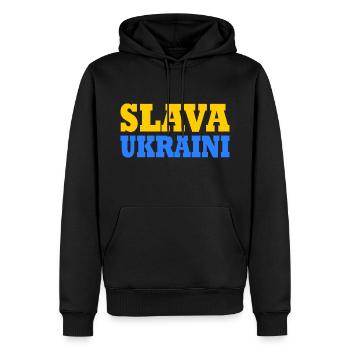 Slava ukraini - Sweat à capuche Premium bio Homme - noir - Devant - Nico (187cm)