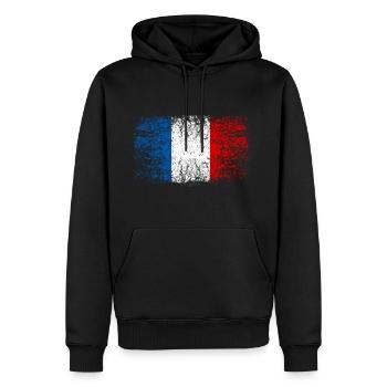 En France 002 dessins ronds - Sweat à capuche Premium bio Homme - noir - Devant - Nico (187cm)