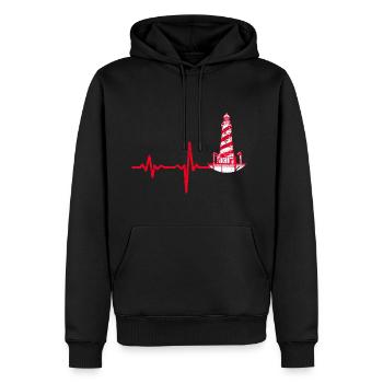 Geschenk Heartbeat Leuchtturm - Männer Premium Bio Hoodie - Schwarz - Vorne - Nico (187cm)
