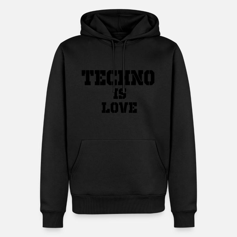 la techno c'est l'amour - Sweat à capuche Premium bio Homme - noir