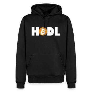 Mode Bitcoin HODL : Activé - Sweat à capuche Premium bio Homme - noir - Devant - Nico (187cm)