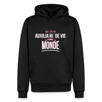 Meilleure Auxiliaire de vie du monde femme - Sweat à capuche Premium bio Homme - noir - Devant - Nico (187cm)