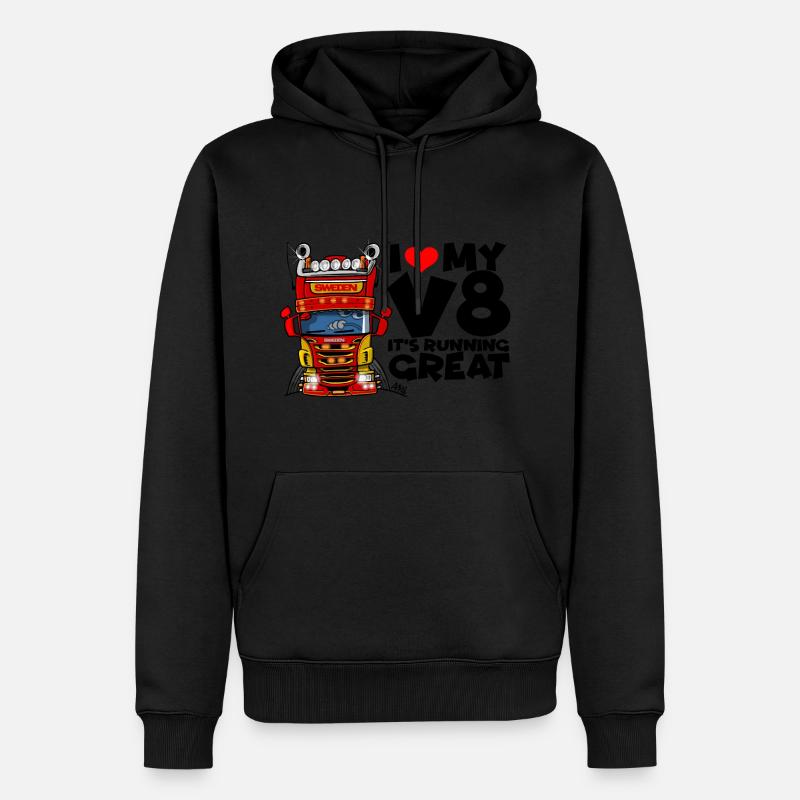 0323 J’adore mon V8 - Sweat à capuche Premium bio Homme - noir