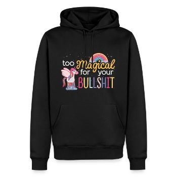 Unicorn TOO MAGICAL FOR YOUR BULLSHIT saying - Men’s Premium Organic Hoodie - black - Front - Nico (187cm)