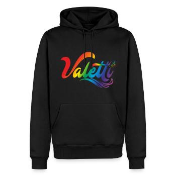 Valetti Rainbow vorn - Männer Premium Bio Hoodie - Schwarz - Vorne - Nico (187cm)