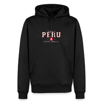 Peru - Männer Premium Bio Hoodie - Schwarz - Vorne - Nico (187cm)