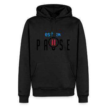 citation ajouter texte pause bouton humour famille - Sweat à capuche Premium bio Homme - noir - Devant - Nico (187cm)