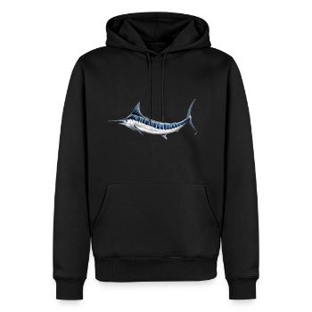 Blue Marlin - Blauer Marlin - Espadon - Fisch - Männer Premium Bio Hoodie - Schwarz - Vorne - Nico (187cm)