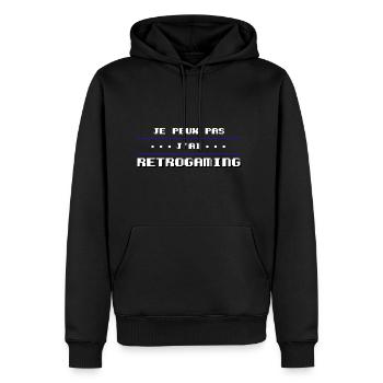 Je peux pas j'ai retrogaming - Sweat à capuche Premium bio Homme - noir - Devant - Nico (187cm)