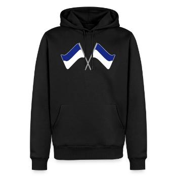 Fahne blau-weiss | Flagge | Fußball | Stadion - Männer Premium Bio Hoodie - Schwarz - Vorne - Nico (187cm)