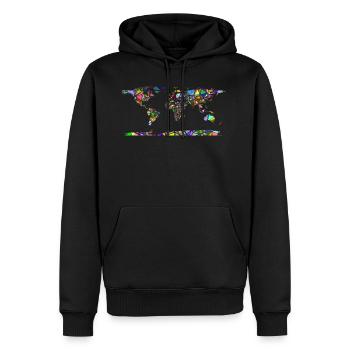 Abstract world map - Men’s Premium Organic Hoodie - black - Front - Nico (187cm)