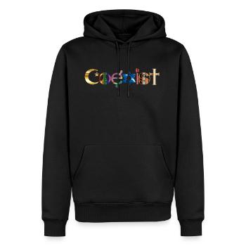 Coexist - Männer Premium Bio Hoodie - Schwarz - Vorne - Nico (187cm)