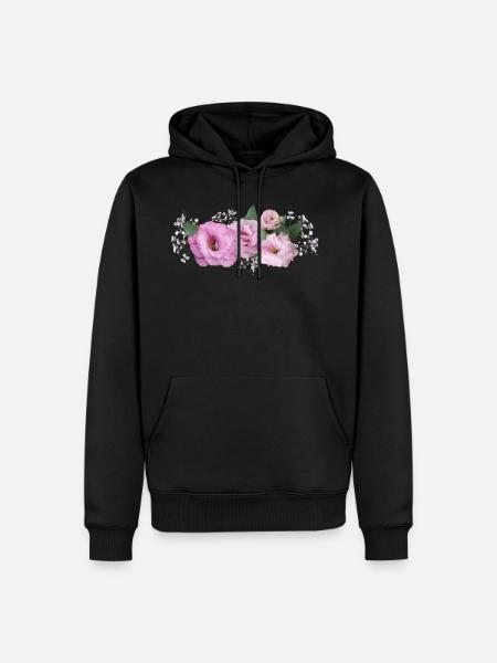 Fleurs Rose - Sweat à capuche Premium bio Homme - noir