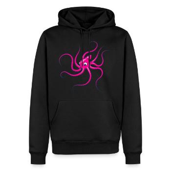 Oktopus lila - Männer Premium Bio Hoodie - Schwarz - Vorne - Nico (187cm)