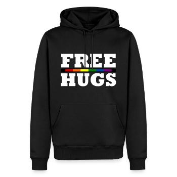 Free Hugs - Sweat à capuche Premium bio Homme - noir - Devant - Nico (187cm)