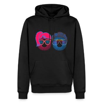 he and she, graphic art, couple - Männer Premium Bio Hoodie - Schwarz - Vorne - Nico (187cm)