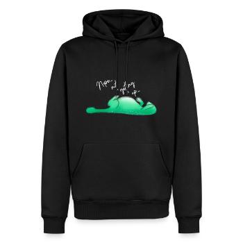 "Nope... not getting up" Dino - Männer Premium Bio Hoodie - Schwarz - Vorne - Nico (187cm)