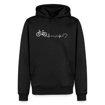 fréquence cardiaque rythme cardiaque coureur de vélo de ligne de coeur - Sweat à capuche Premium bio Homme - noir - Devant - Nico (187cm)