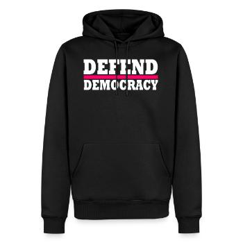 Defend democracy - Männer Premium Bio Hoodie - Schwarz - Vorne - Nico (187cm)