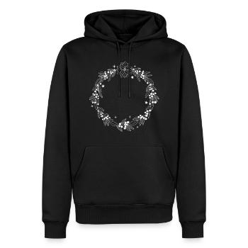 Weihnachtskranz personalisierbar mit deinem Text - Männer Premium Bio Hoodie - Schwarz - Vorne - Nico (187cm)