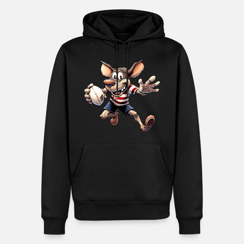 Rugby Mäuse - Männer Premium Bio Hoodie - Schwarz