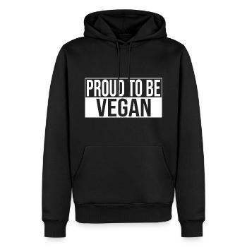 Fier d’être végétalien - Sweat à capuche Premium bio Homme - noir - Devant - Nico (187cm)