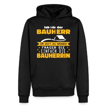 ich bin der Bauherr um zeit zu sparen fragen sie.. - Männer Premium Bio Hoodie - Schwarz - Vorne - Nico (187cm)