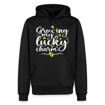 Growing My Lucky Charm St. Patrick's Day - Men’s Premium Organic Hoodie - black - Front - Nico (187cm)