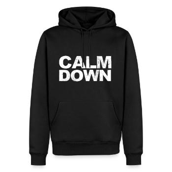 Détente et détente. Calme-toi - Sweat à capuche Premium bio Homme - noir - Devant - Nico (187cm)
