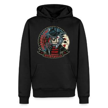 CHANT gueule de bois drôle de chat Rockabilly cadeau - Sweat à capuche Premium bio Homme - noir - Devant - Nico (187cm)